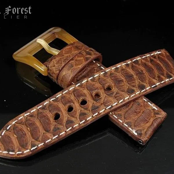 24mm/24mm Handmade Natural Color Real Python Skin Watch Strap PY06
